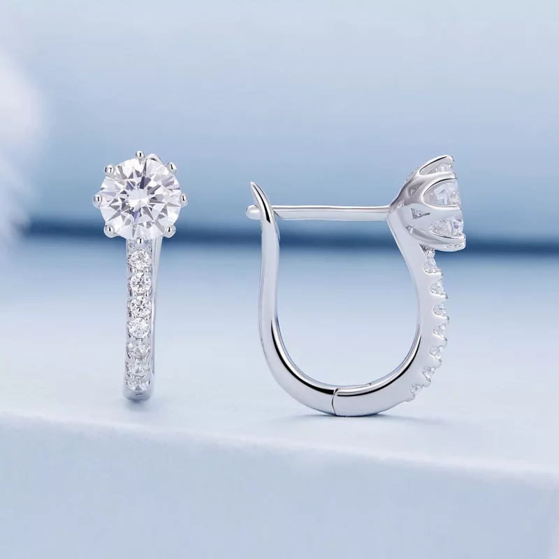 (imagen para) Estos aretes de aro de estilo Pandora con circonitas simples - BSE856 - Ver 2