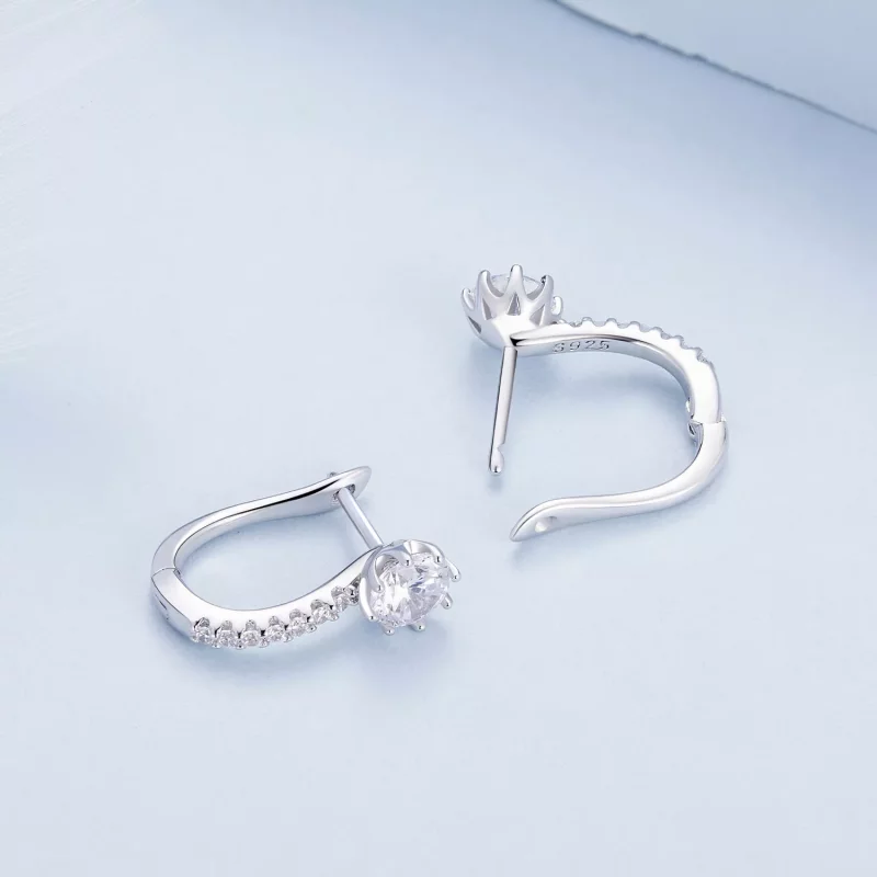 (imagen para) Estos aretes de aro de estilo Pandora con circonitas simples - BSE856 - Ver 4
