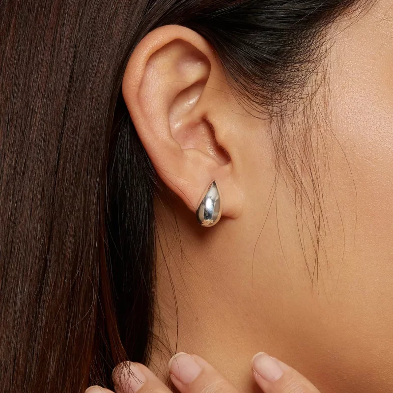 (imagen para) Estos aretes de botón estilo Pandora con destellos de gotas de agua - BSE869 - Ver 5