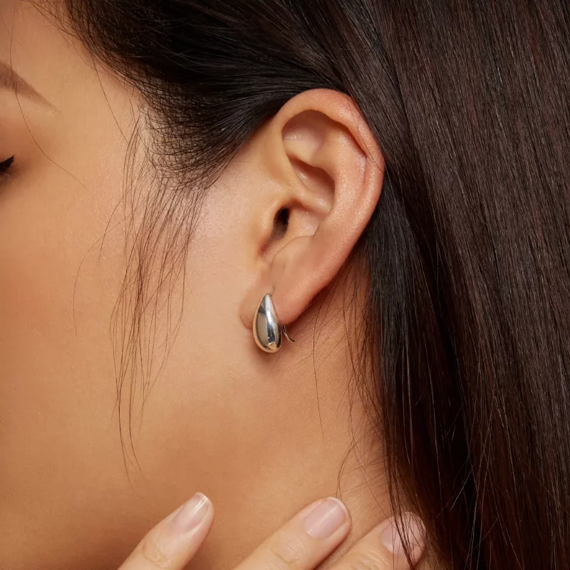 (imagen para) Estos aretes de botón estilo Pandora con destellos de gotas de agua - BSE869 - Ver 6