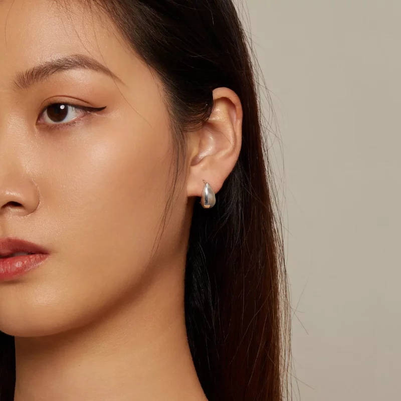 (imagen para) Estos aretes de botón estilo Pandora con destellos de gotas de agua - BSE869 - Ver 7