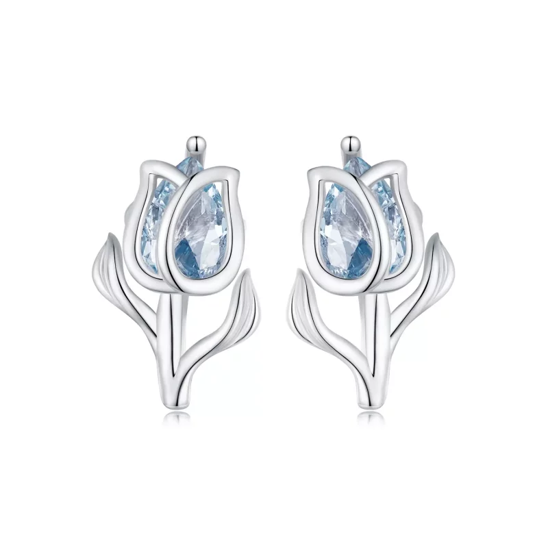 (imagen para) Estos aretes de estilo Pandora con diseño de tulipanes - BSE873