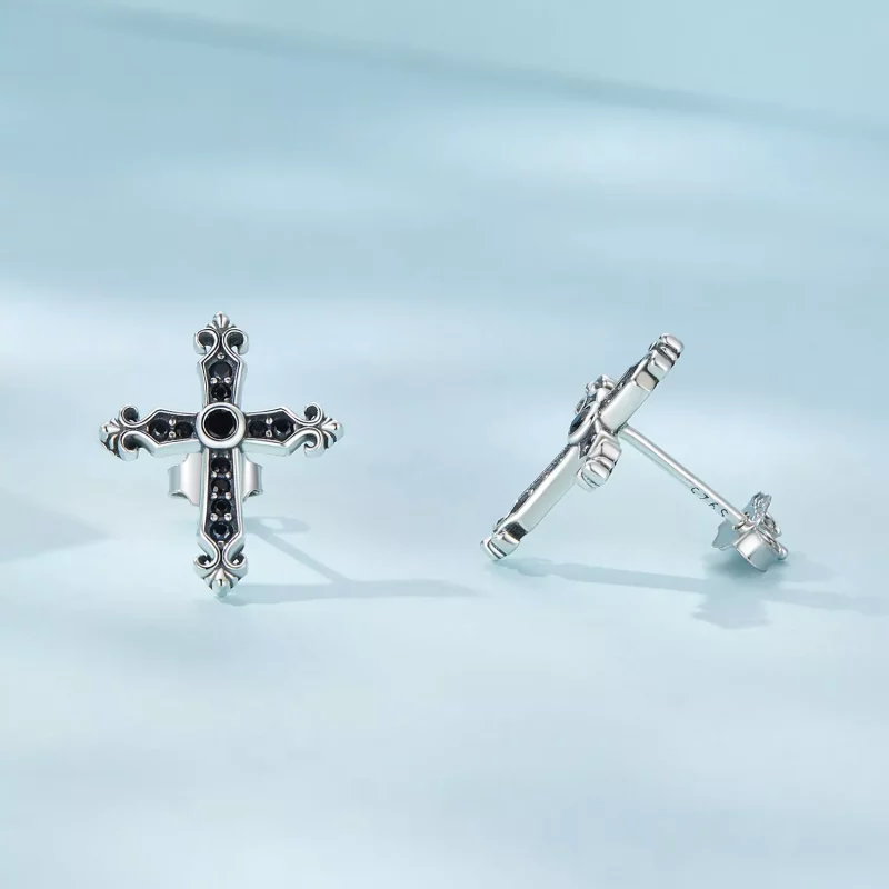 (imagen para) Estos aretes de estilo Pandora Vintage estilo cruz - SCE1655 - Ver 4