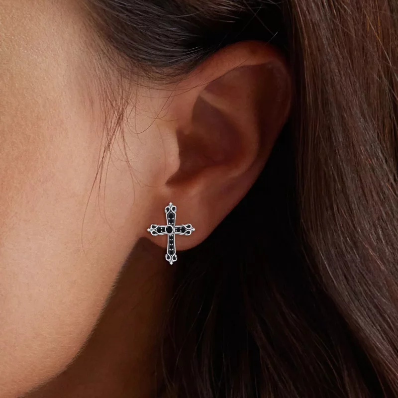 (imagen para) Estos aretes de estilo Pandora Vintage estilo cruz - SCE1655 - Ver 6