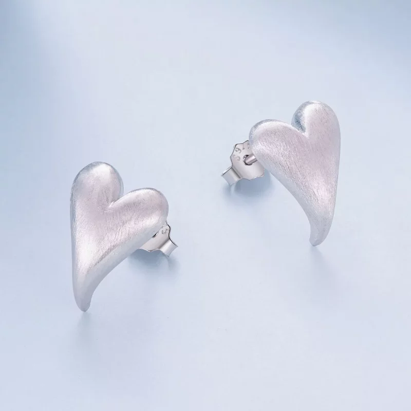 (imagen para) Estos aretes en forma de corazón estilo Pandora - BSE916 - Ver 3