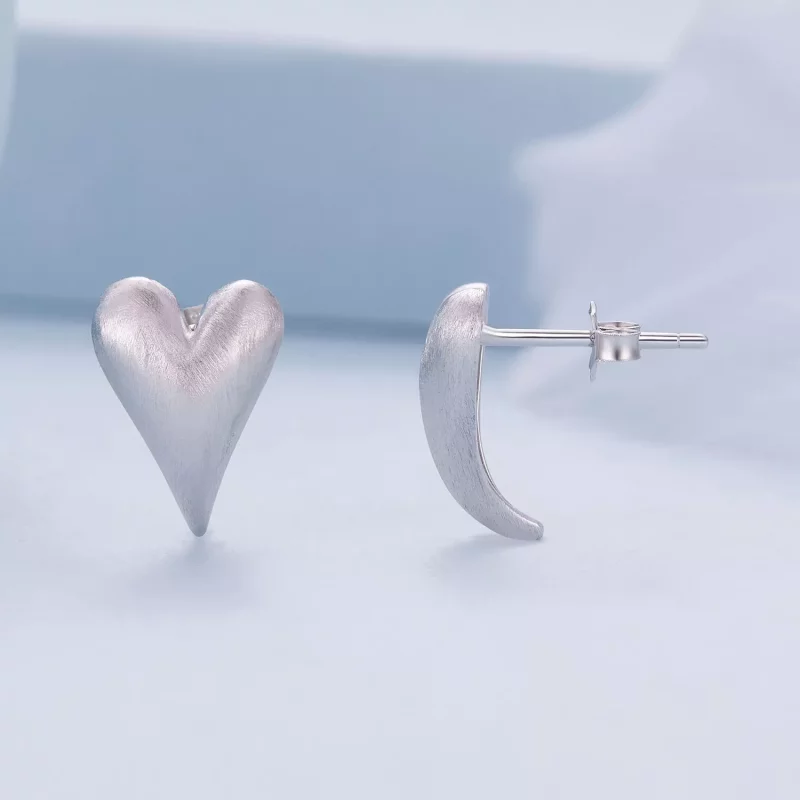 (imagen para) Estos aretes en forma de corazón estilo Pandora - BSE916 - Ver 4