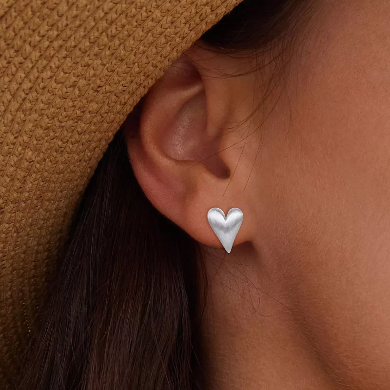 (imagen para) Estos aretes en forma de corazón estilo Pandora - BSE916 - Ver 5