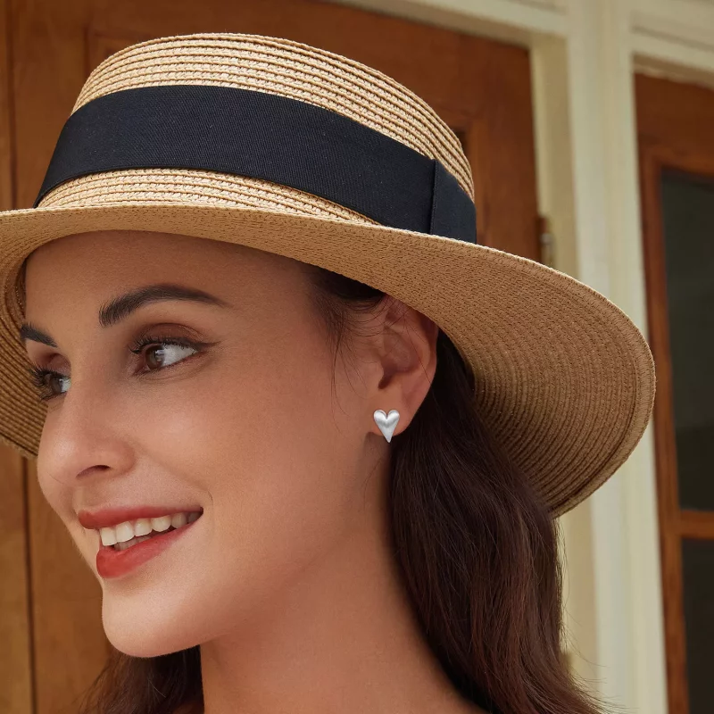 (imagen para) Estos aretes en forma de corazón estilo Pandora - BSE916 - Ver 6
