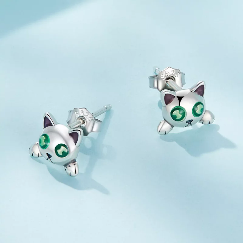 (imagen para) Estos aretes estilo Pandora con forma de gato brillan en la oscuridad - SCE1643 - Ver 3