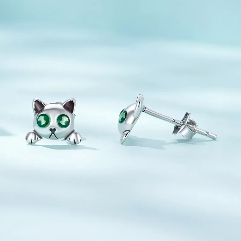 (imagen para) Estos aretes estilo Pandora con forma de gato brillan en la oscuridad - SCE1643 - Ver 4