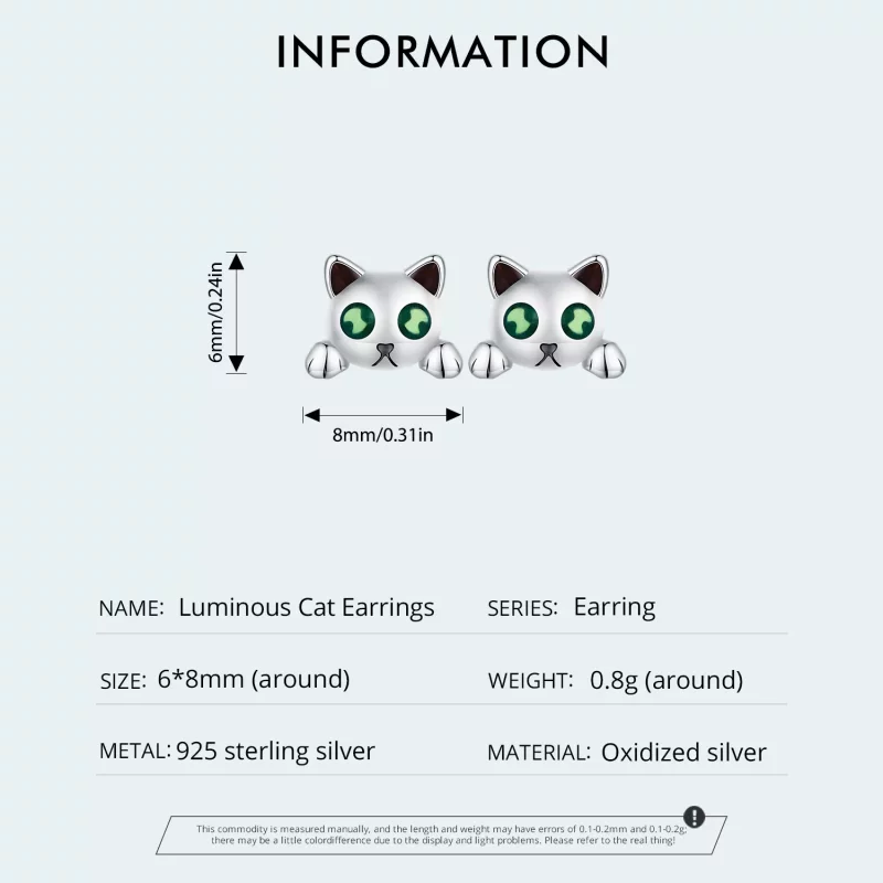 (imagen para) Estos aretes estilo Pandora con forma de gato brillan en la oscuridad - SCE1643 - Ver 5