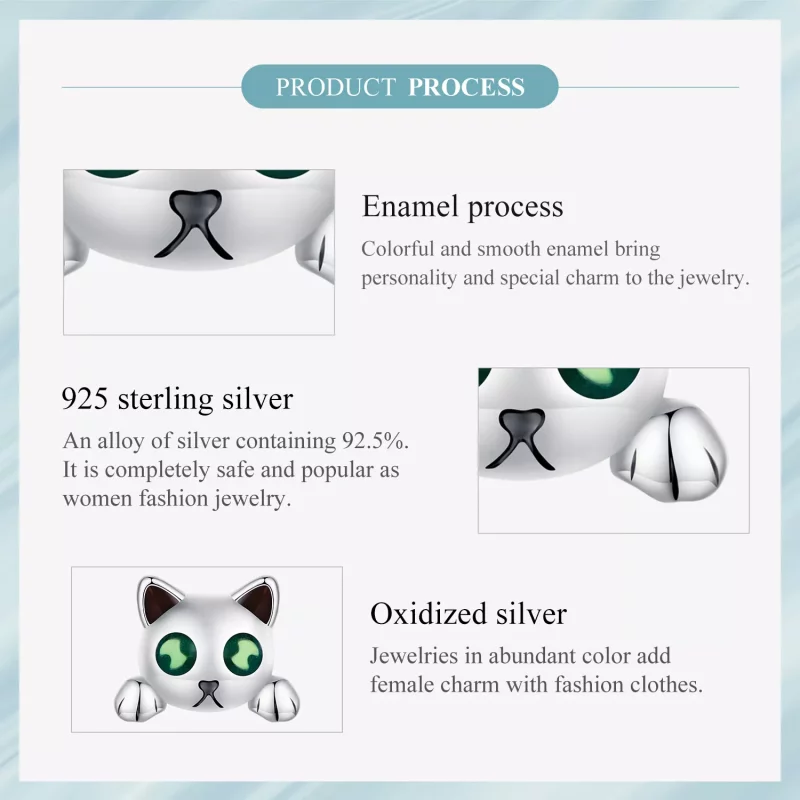(imagen para) Estos aretes estilo Pandora con forma de gato brillan en la oscuridad - SCE1643 - Ver 7