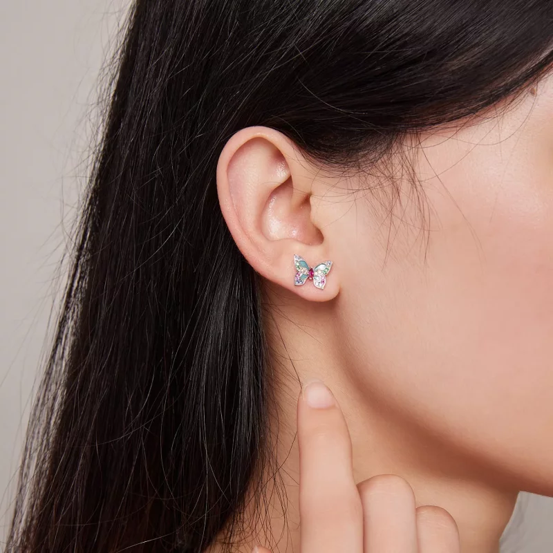 (imagen para) Estos aretes estilo Pandora con mariposas - BSE807 - Ver 7