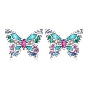 (imagen para) Estos aretes estilo Pandora con mariposas - BSE807