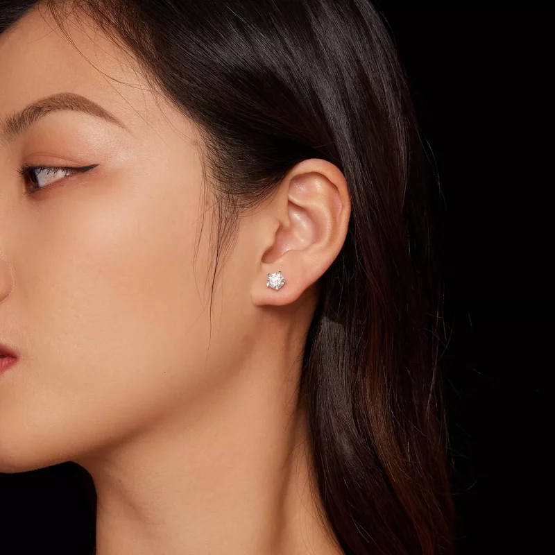 (imagen para) Estos aretes estilo Pandora de 1 quilate de Moissanite - MSE024-L - Ver 3