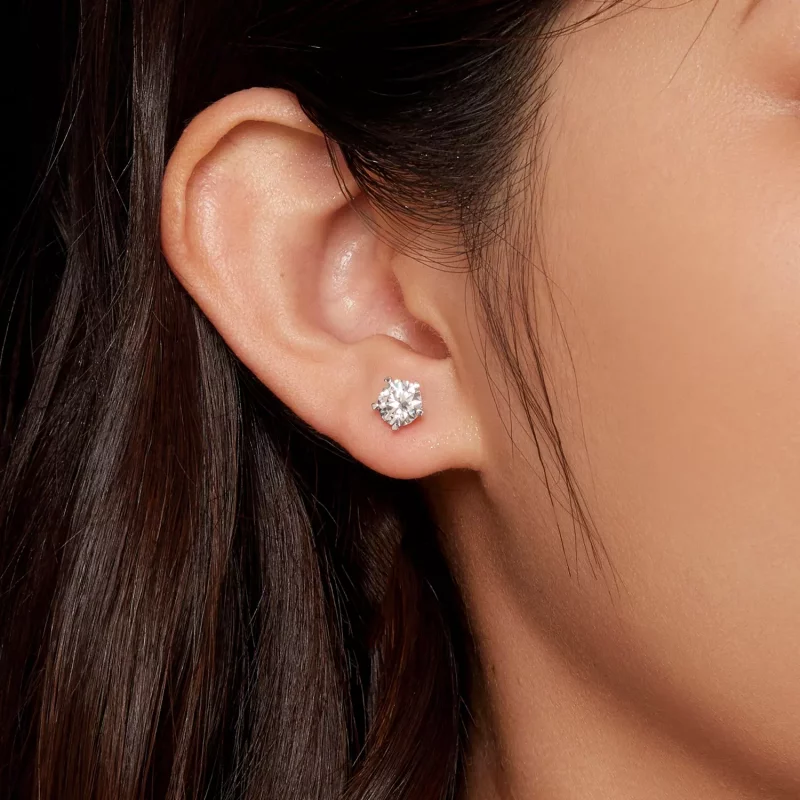(imagen para) Estos aretes estilo Pandora de 1 quilate de Moissanite - MSE024-L - Ver 4