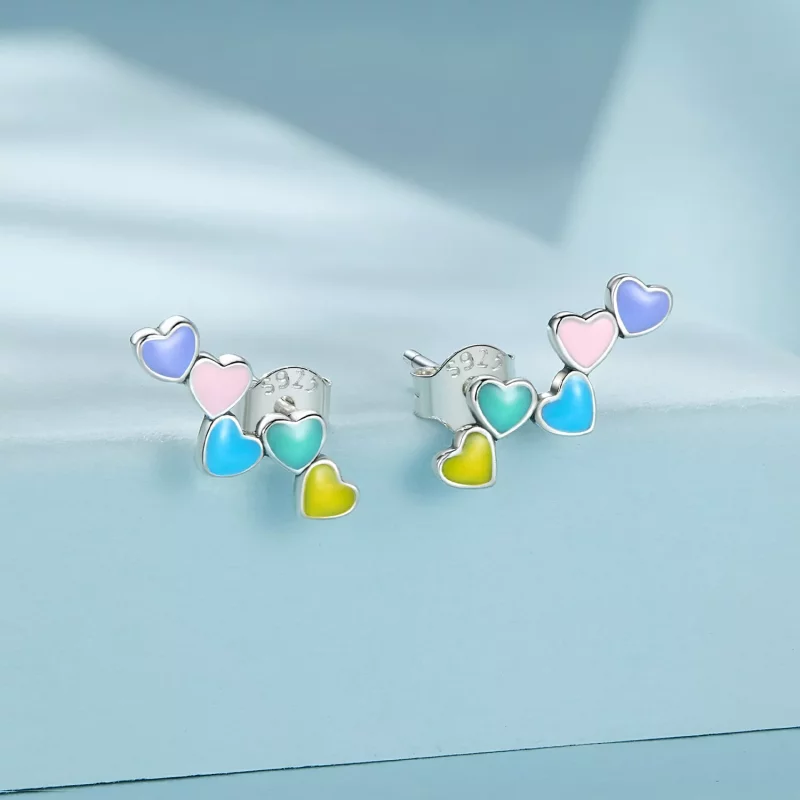 (imagen para) Estos aretes estilo Pandora Love Colorful Studs - SCE1638 - Ver 2