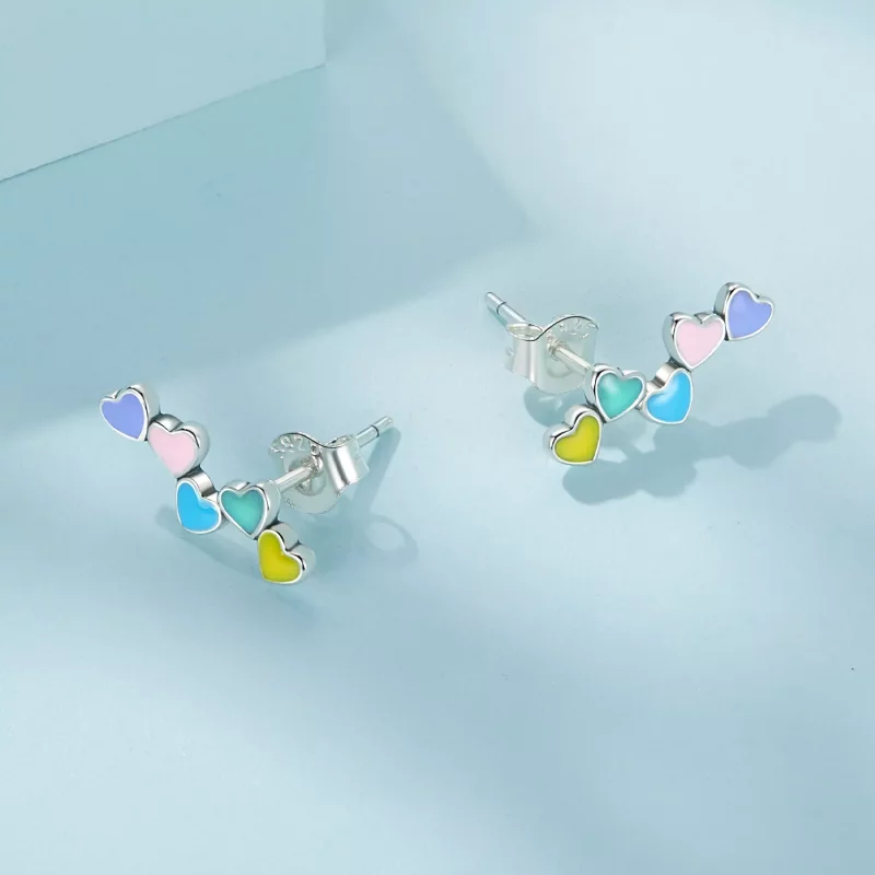 (imagen para) Estos aretes estilo Pandora Love Colorful Studs - SCE1638 - Ver 3