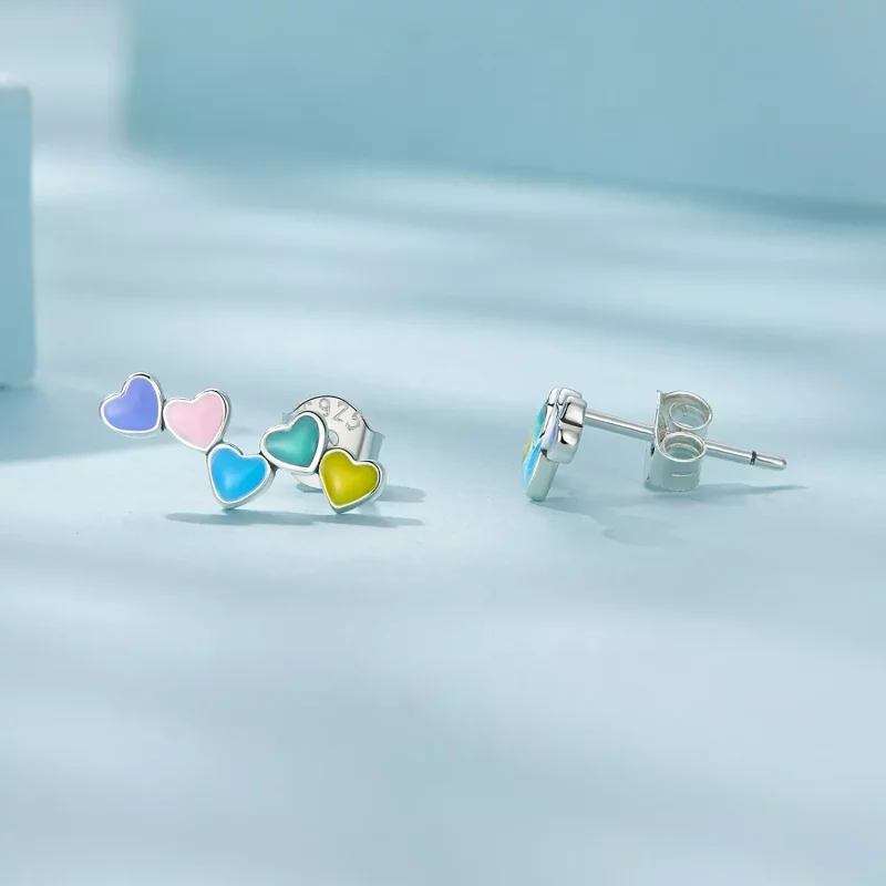 (imagen para) Estos aretes estilo Pandora Love Colorful Studs - SCE1638 - Ver 4