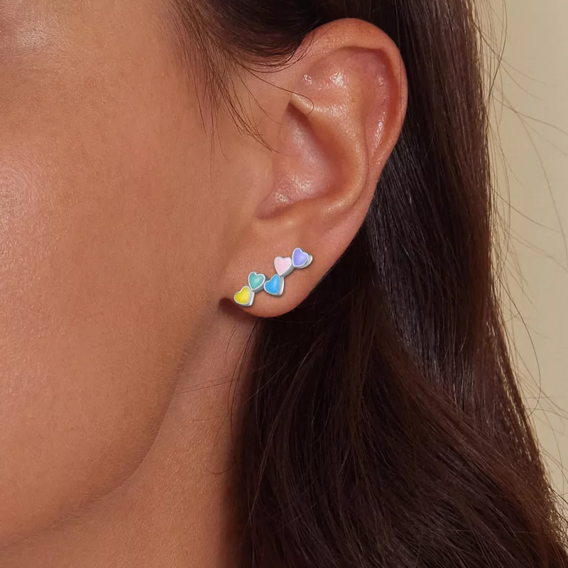 (imagen para) Estos aretes estilo Pandora Love Colorful Studs - SCE1638 - Ver 6