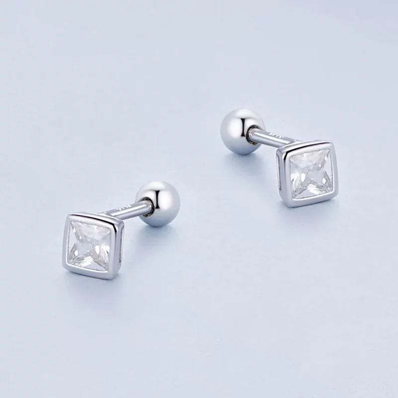 (imagen para) Estos aretes estilo Pandora Mini Princess con zirconia son perfectos - BSE885-S - Ver 3