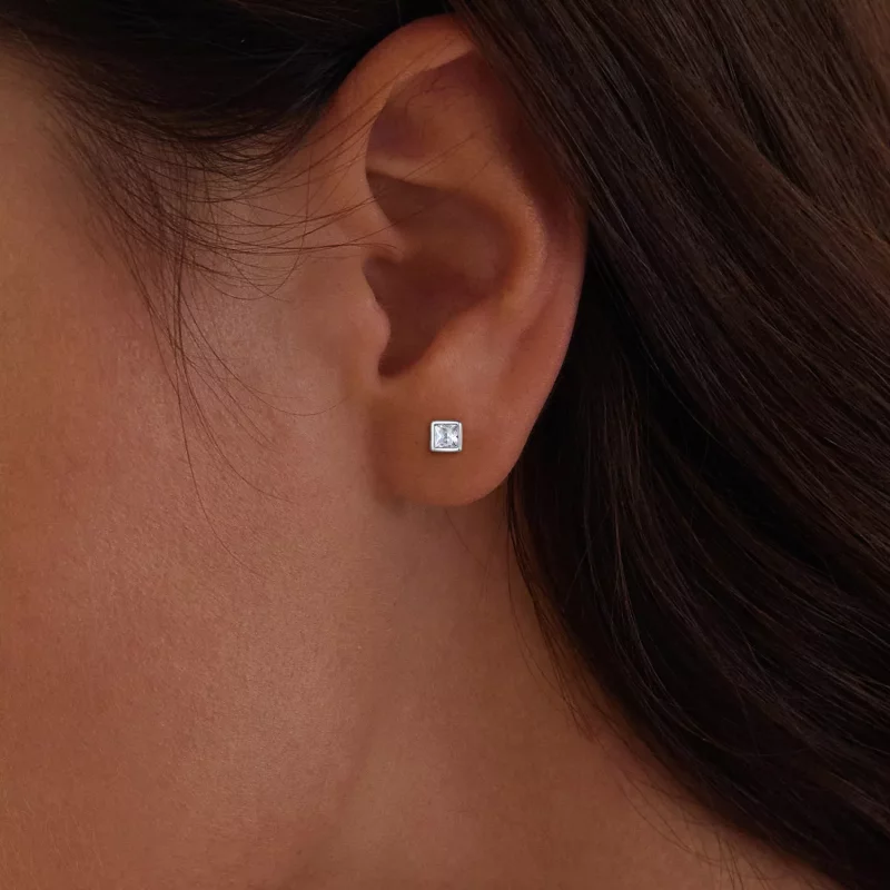 (imagen para) Estos aretes estilo Pandora Mini Princess con zirconia son perfectos - BSE885-S - Ver 6