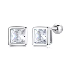(imagen para) Estos aretes estilo Pandora Mini Princess con zirconia son perfectos - BSE885-S