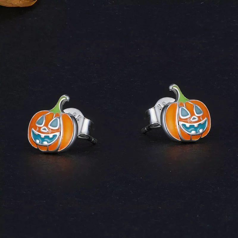 (imagen para) Estos aretes personalizados de calabaza con estilo Pandora Glow-In-The-Dark - SC - Ver 3