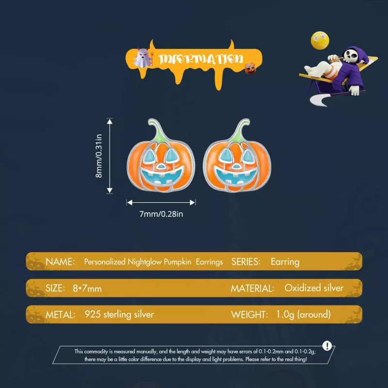 (imagen para) Estos aretes personalizados de calabaza con estilo Pandora Glow-In-The-Dark - SC - Ver 6