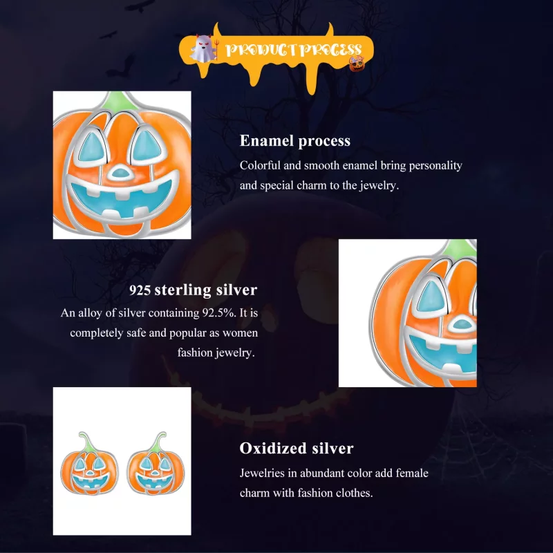(imagen para) Estos aretes personalizados de calabaza con estilo Pandora Glow-In-The-Dark - SC - Ver 8