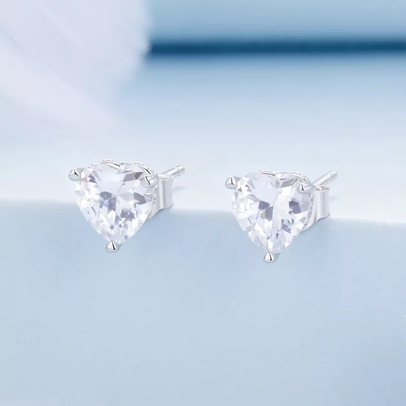 (imagen para) Estos pendientes estilo Pandora con corazón brillante - BSE853 - Ver 2