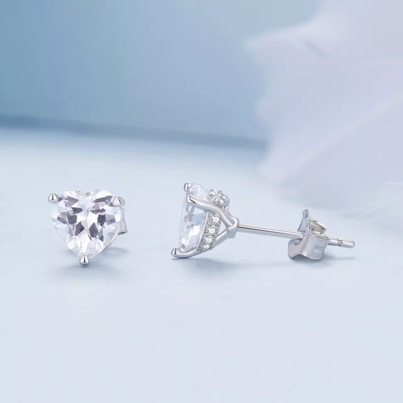 (imagen para) Estos pendientes estilo Pandora con corazón brillante - BSE853 - Ver 4