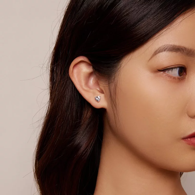(imagen para) Estos pendientes estilo Pandora con corazón brillante - BSE853 - Ver 5
