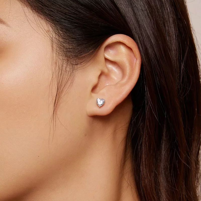 (imagen para) Estos pendientes estilo Pandora con corazón brillante - BSE853 - Ver 6