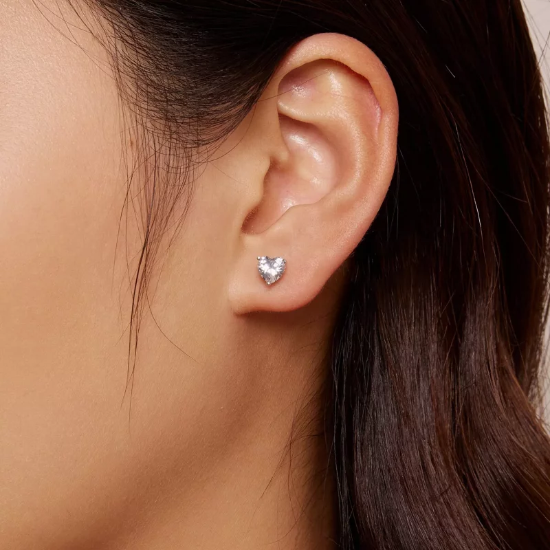 (imagen para) Estos pendientes estilo Pandora con corazón brillante - BSE853 - Ver 7