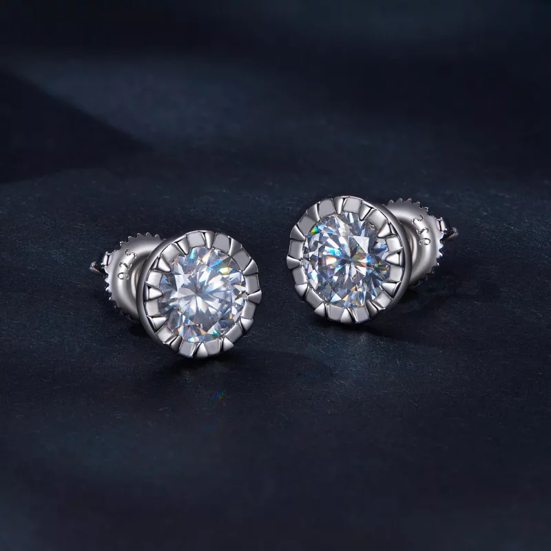 (imagen para) Estos son los pendientes estilo Pandora de 1 quilate de Moissanita - MSE027 - Ver 2