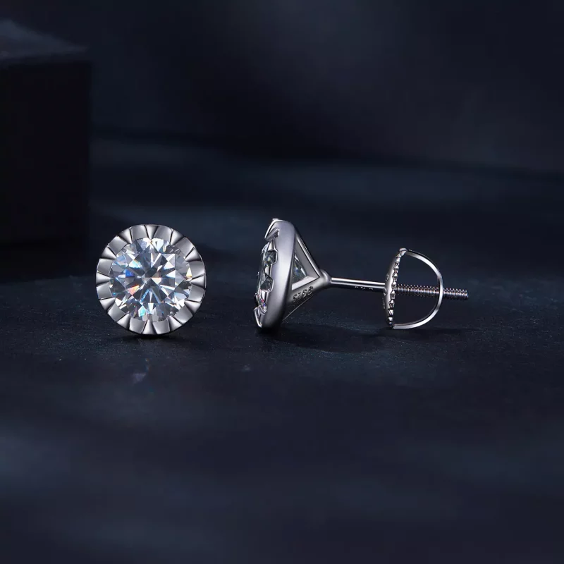 (imagen para) Estos son los pendientes estilo Pandora de 1 quilate de Moissanita - MSE027 - Ver 3