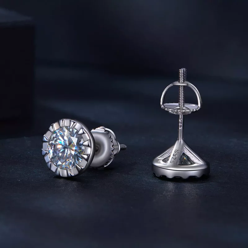 (imagen para) Estos son los pendientes estilo Pandora de 1 quilate de Moissanita - MSE027 - Ver 4