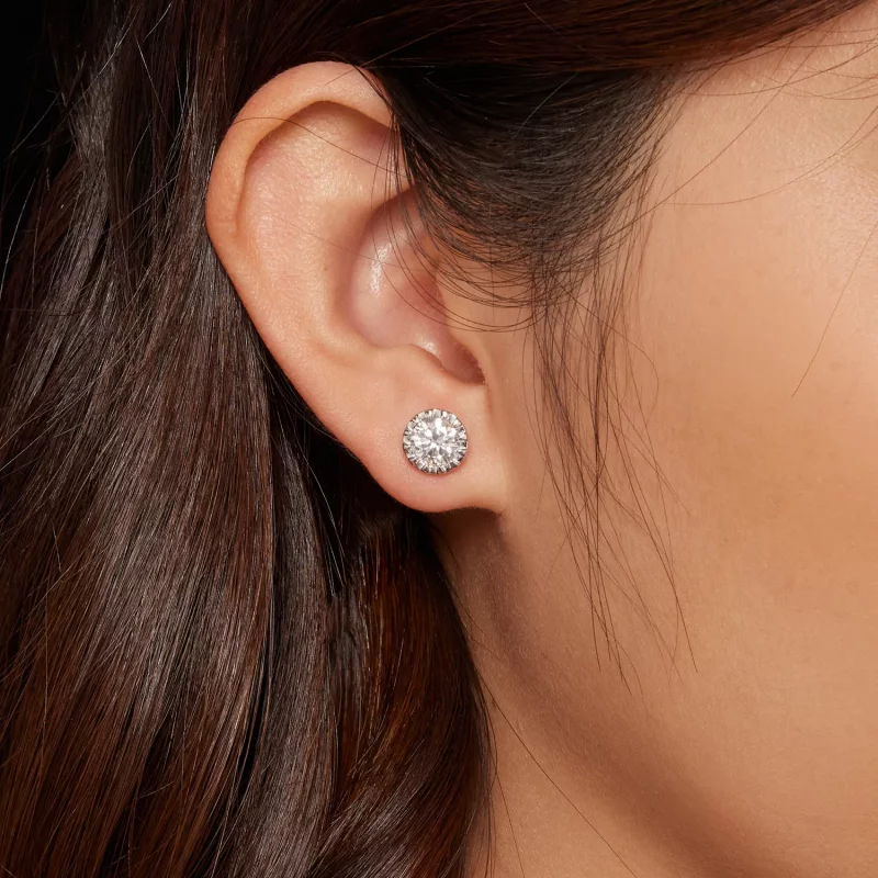(imagen para) Estos son los pendientes estilo Pandora de 1 quilate de Moissanita - MSE027 - Ver 6