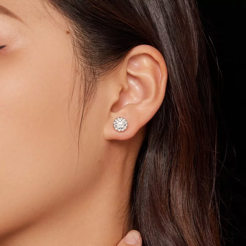 (imagen para) Estos son los pendientes estilo Pandora de 1 quilate de Moissanita - MSE027 - Ver 7