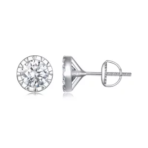 Estos son los pendientes estilo Pandora de 1 quilate de Moissanita - MSE027 (imagen para) Estos son los pendientes estilo Pandora de 1 quilate de Moissanita - MSE027