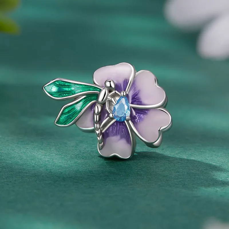 (imagen para) Pandora Estilo Encanto Flor Libélula - BSC786 - Ver 2