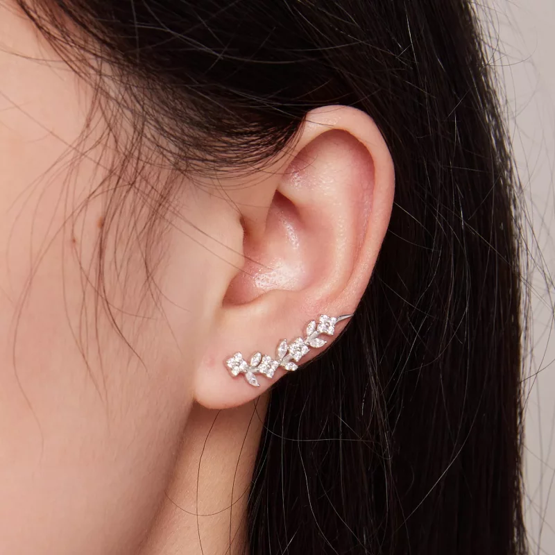 (imagen para) Pandora Estilo Pendientes Largos de Trébol de Cuatro Hojas - BSE819 - Ver 5