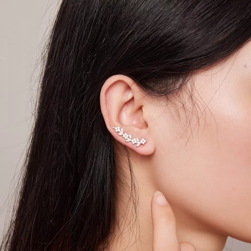 (imagen para) Pandora Estilo Pendientes Largos de Trébol de Cuatro Hojas - BSE819 - Ver 6