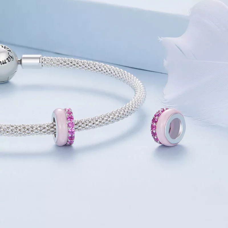 (imagen para) Pandora Style Doble Capa Rosa Separador de Silicona - BSC883-PK - Ver 4