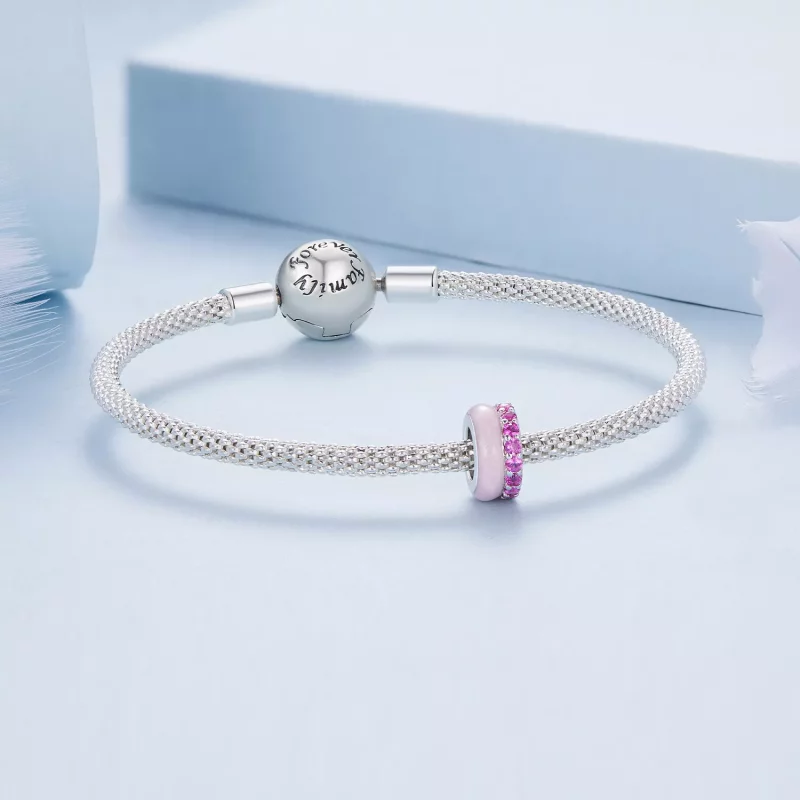 (imagen para) Pandora Style Doble Capa Rosa Separador de Silicona - BSC883-PK - Ver 5