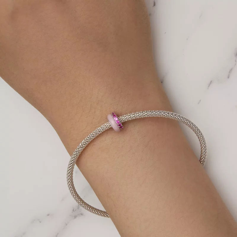 (imagen para) Pandora Style Doble Capa Rosa Separador de Silicona - BSC883-PK - Ver 7