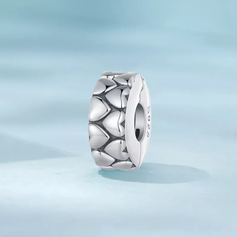 (imagen para) Pandora Style Doble Corazones Clip - SCC2637 - Ver 2