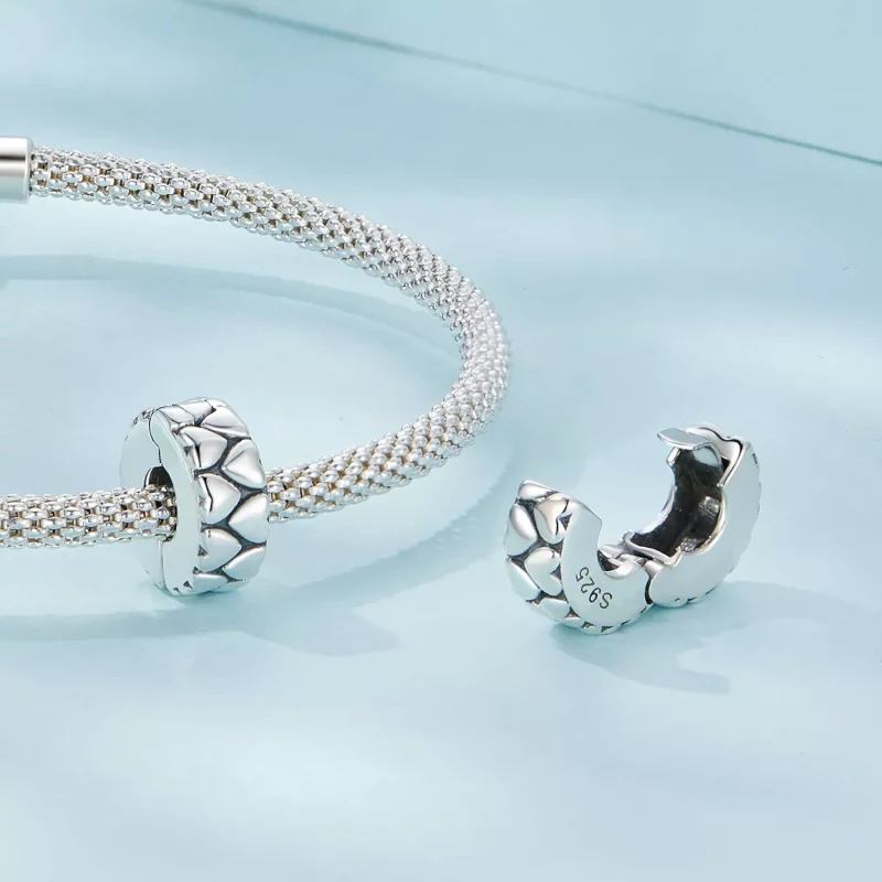 (imagen para) Pandora Style Doble Corazones Clip - SCC2637 - Ver 4