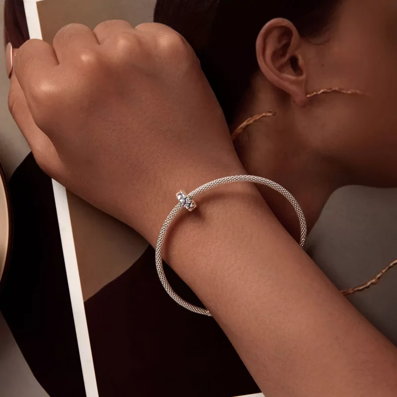 (imagen para) Pandora Style Doble Corazones Clip - SCC2637 - Ver 6